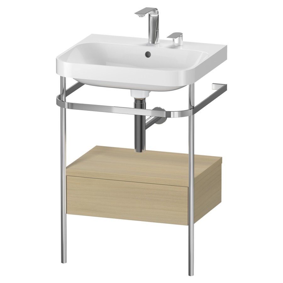 Combination de lavabo HAPPY
D.2 PLUS, 57,5 x 49 x 85 cm
élément à 1 tiroir
posé sur le sol, profil chromé
lavabo, porte-serviette
soupape d'écoulement
Push Open incl.