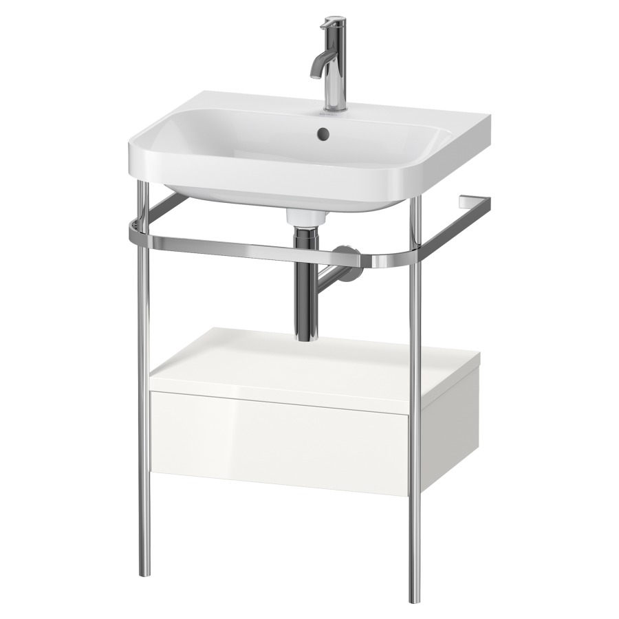 Combination de lavabo HAPPY
D.2 PLUS, 57,5 x 49 x 85 cm
élément à 1 tiroir
posé sur le sol, profil chromé
lavabo, porte-serviette
soupape d'écoulement
Push Open incl.