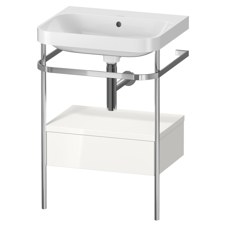 Combination de lavabo HAPPY
D.2 PLUS, 57,5 x 49 x 85 cm
élément à 1 tiroir
posé sur le sol, profil chromé
lavabo, porte-serviette
soupape d'écoulement
Push Open incl.