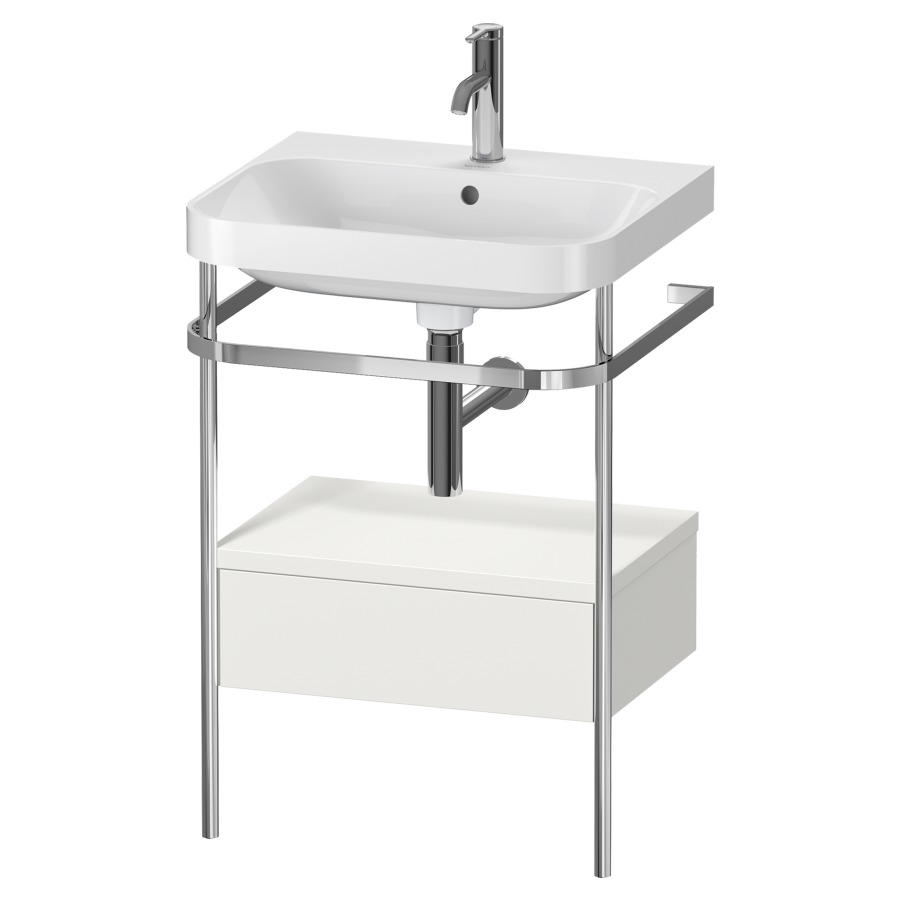 Combination de lavabo HAPPY
D.2 PLUS, 57,5 x 49 x 85 cm
élément à 1 tiroir
posé sur le sol, profil chromé
lavabo, porte-serviette
soupape d'écoulement
Push Open incl.