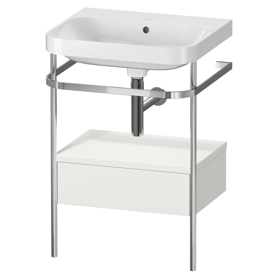 Combination de lavabo HAPPY
D.2 PLUS, 57,5 x 49 x 85 cm
élément à 1 tiroir
posé sur le sol, profil chromé
lavabo, porte-serviette
soupape d'écoulement
Push Open incl.