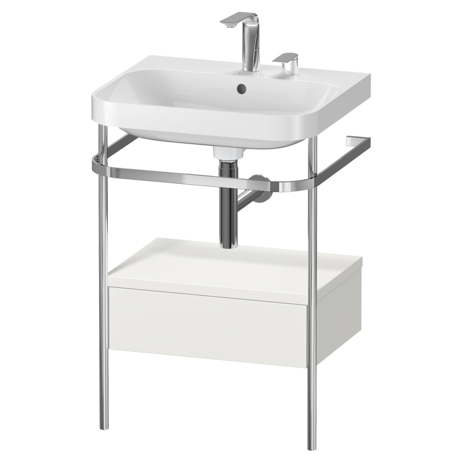 Combination de lavabo HAPPY
D.2 PLUS, 57,5 x 49 x 85 cm
élément à 1 tiroir
posé sur le sol, profil chromé
lavabo, porte-serviette
soupape d'écoulement
Push Open incl.