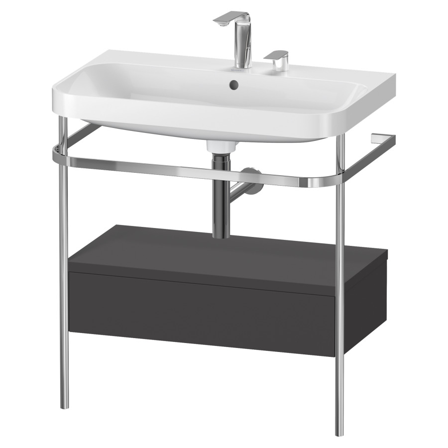 Combination de lavabo HAPPY
D.2 PLUS, 77,5 x 49 x 85 cm
élément à 1 tiroir
posé sur le sol, profil chromé
lavabo, porte-serviette
soupape d'écoulement
Push Open incl.