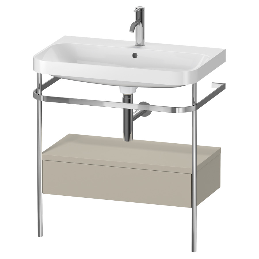 Combination de lavabo HAPPY
D.2 PLUS, 77,5 x 49 x 85 cm
élément à 1 tiroir
posé sur le sol, profil chromé
lavabo, porte-serviette
soupape d'écoulement
Push Open incl.