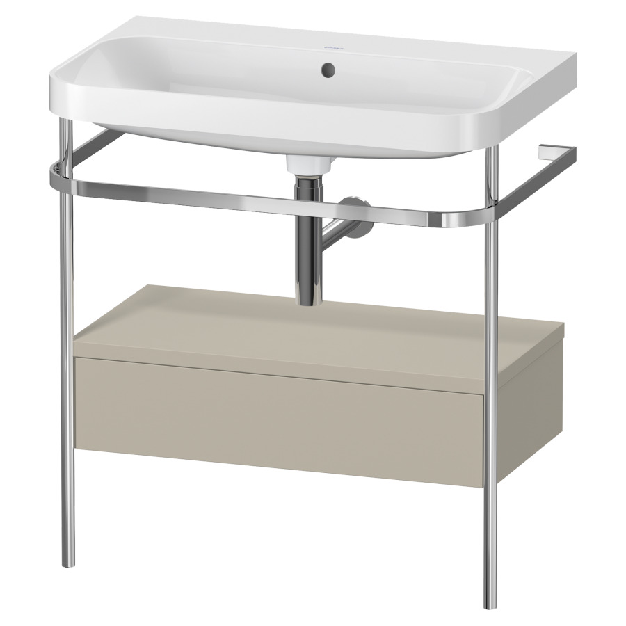 Combination de lavabo HAPPY
D.2 PLUS, 77,5 x 49 x 85 cm
élément à 1 tiroir
posé sur le sol, profil chromé
lavabo, porte-serviette
soupape d'écoulement
Push Open incl.