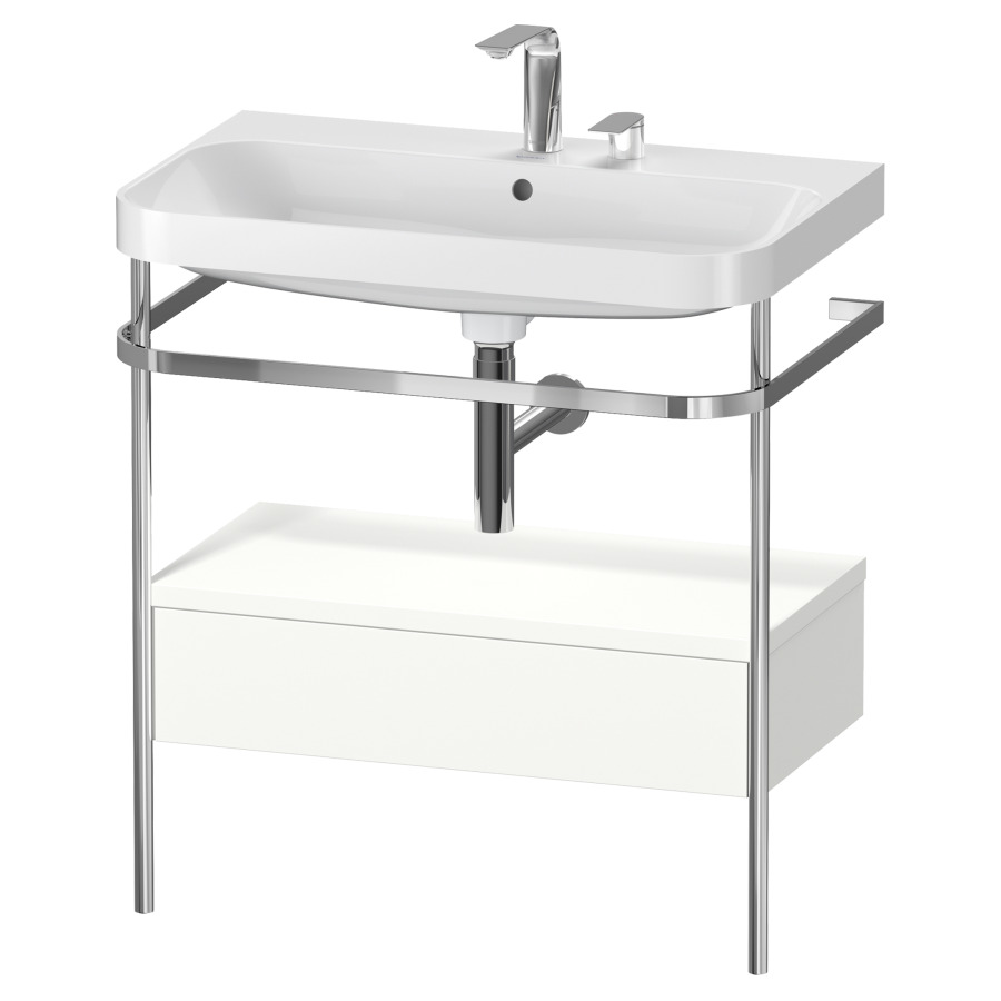 Combination de lavabo HAPPY
D.2 PLUS, 77,5 x 49 x 85 cm
élément à 1 tiroir
posé sur le sol, profil chromé
lavabo, porte-serviette
soupape d'écoulement
Push Open incl.