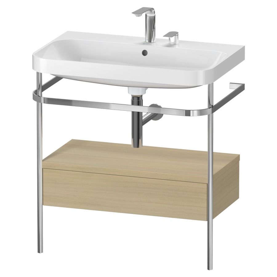 Combination de lavabo HAPPY
D.2 PLUS, 77,5 x 49 x 85 cm
élément à 1 tiroir
posé sur le sol, profil chromé
lavabo, porte-serviette
soupape d'écoulement
Push Open incl.