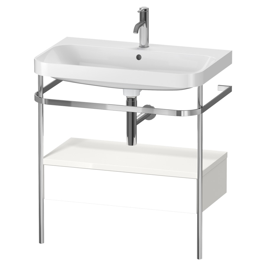 Combination de lavabo HAPPY
D.2 PLUS, 77,5 x 49 x 85 cm
élément à 1 tiroir
posé sur le sol, profil chromé
lavabo, porte-serviette
soupape d'écoulement
Push Open incl.