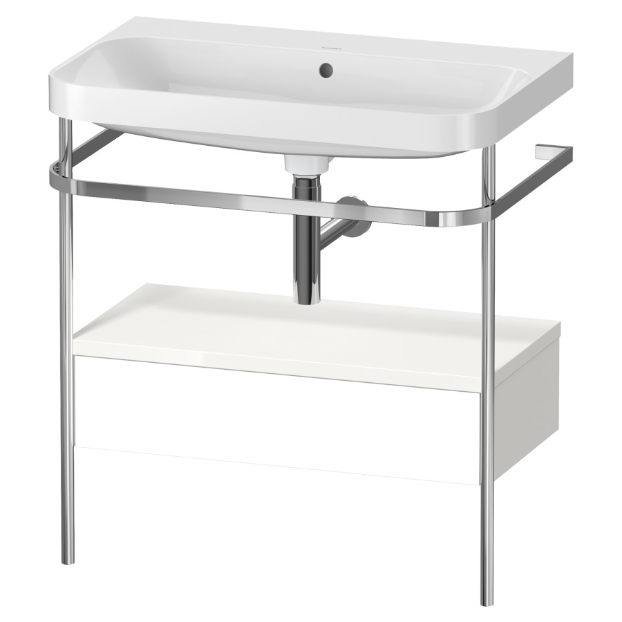 Combination de lavabo HAPPY
D.2 PLUS, 77,5 x 49 x 85 cm
élément à 1 tiroir
posé sur le sol, profil chromé
lavabo, porte-serviette
soupape d'écoulement
Push Open incl.