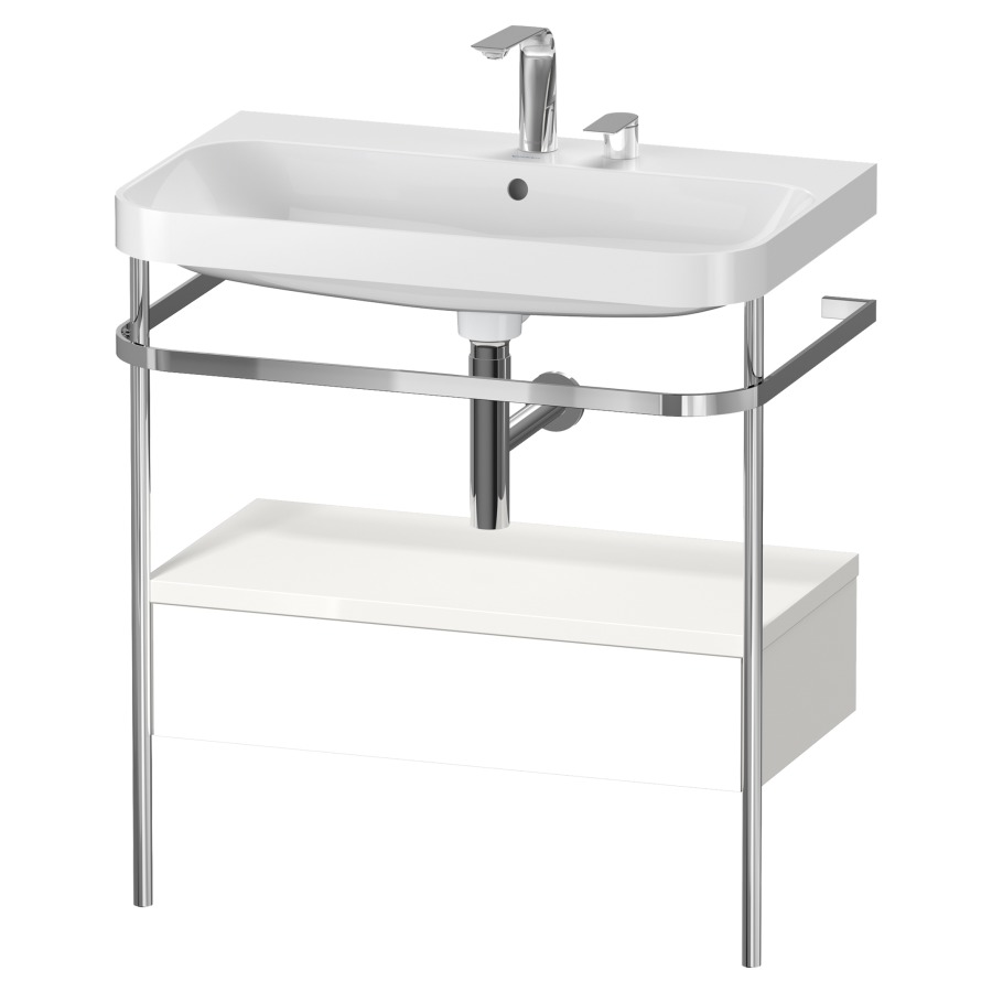 Combination de lavabo HAPPY
D.2 PLUS, 77,5 x 49 x 85 cm
élément à 1 tiroir
posé sur le sol, profil chromé
lavabo, porte-serviette
soupape d'écoulement
Push Open incl.