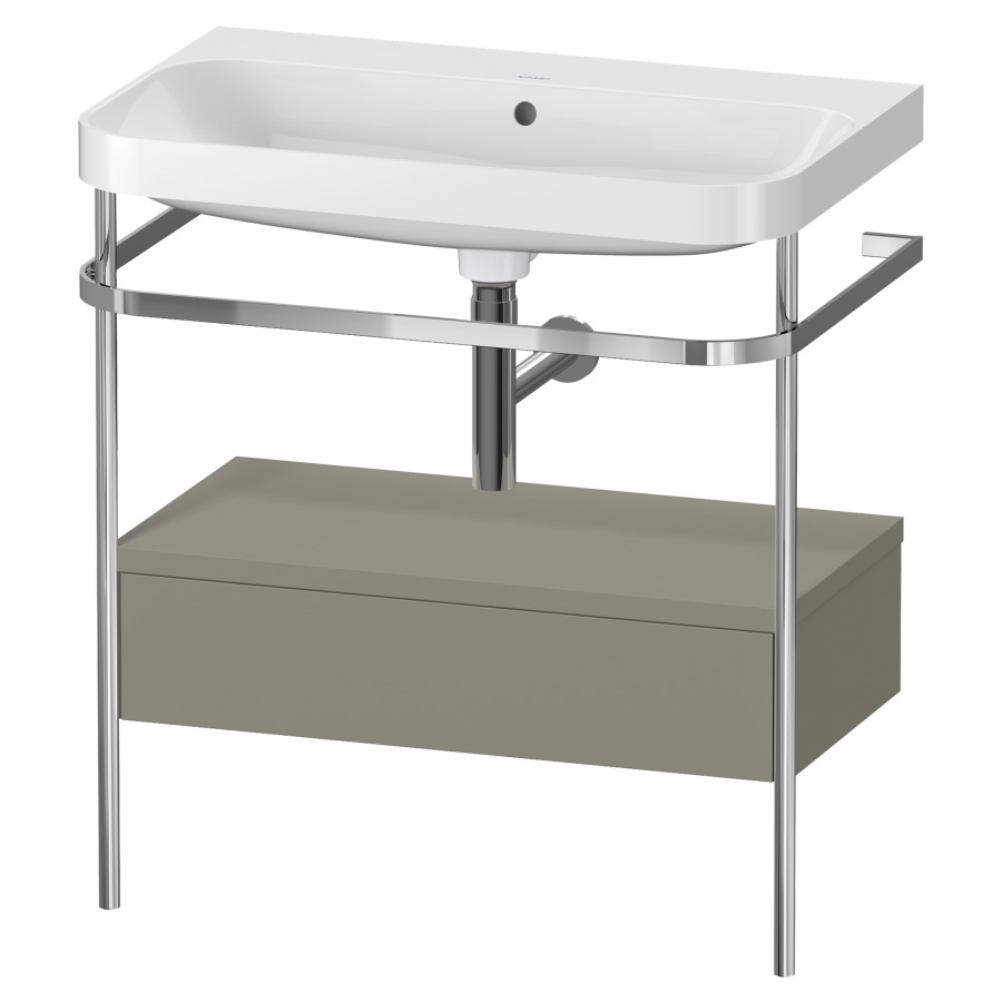 Combination de lavabo HAPPY
D.2 PLUS, 77,5 x 49 x 85 cm
élément à 1 tiroir
posé sur le sol, profil chromé
lavabo, porte-serviette
soupape d'écoulement
Push Open incl.