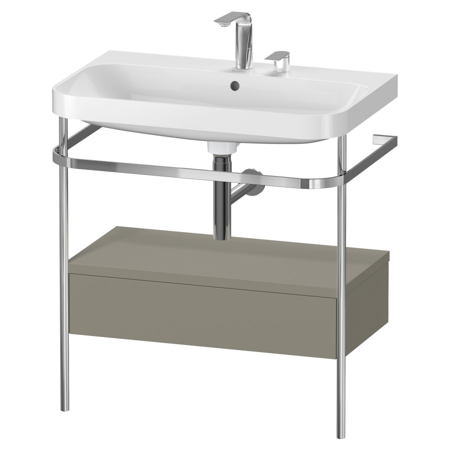 Combination de lavabo HAPPY
D.2 PLUS, 77,5 x 49 x 85 cm
élément à 1 tiroir
posé sur le sol, profil chromé
lavabo, porte-serviette
soupape d'écoulement
Push Open incl.