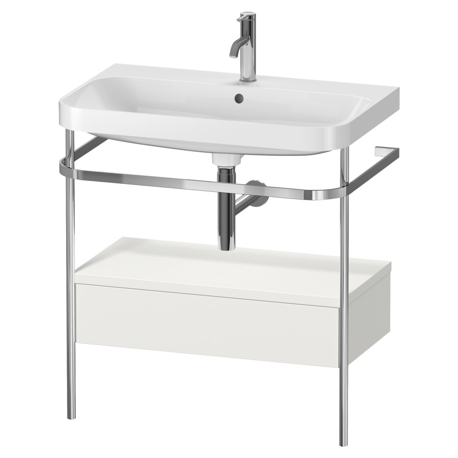 Combination de lavabo HAPPY
D.2 PLUS, 77,5 x 49 x 85 cm
élément à 1 tiroir
posé sur le sol, profil chromé
lavabo, porte-serviette
soupape d'écoulement
Push Open incl.