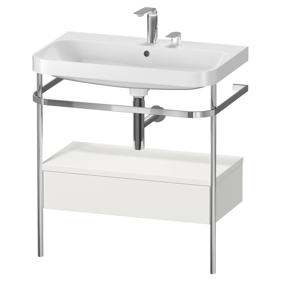 Combination de lavabo HAPPY
D.2 PLUS, 77,5 x 49 x 85 cm
élément à 1 tiroir
posé sur le sol, profil chromé
lavabo, porte-serviette
soupape d'écoulement
Push Open incl.