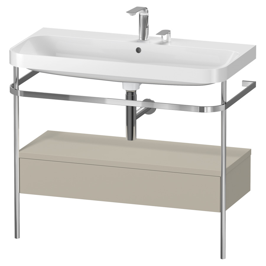 Combination de lavabo HAPPY
D.2 PLUS, 97,5 x 49 x 85 cm
élément à 1 tiroir
posé sur le sol, profil chromé
lavabo, porte-serviette
soupape d'écoulement
Push Open incl.