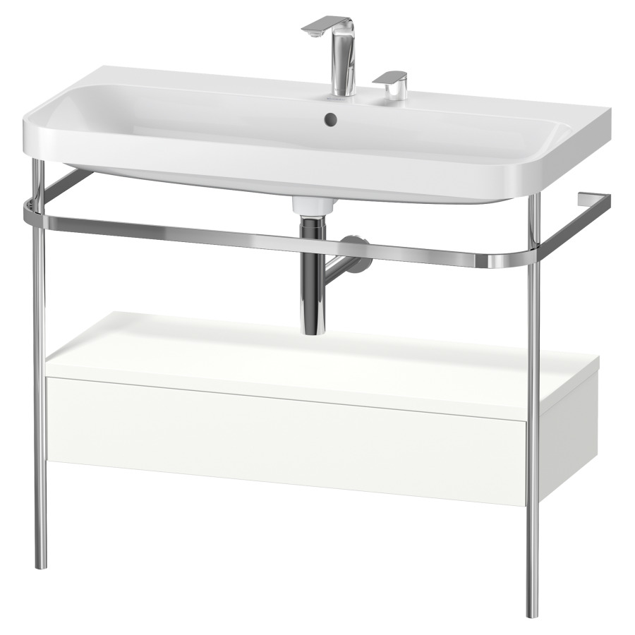 Combination de lavabo HAPPY
D.2 PLUS, 97,5 x 49 x 85 cm
élément à 1 tiroir
posé sur le sol, profil chromé
lavabo, porte-serviette
soupape d'écoulement
Push Open incl.