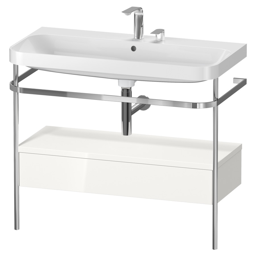 Combination de lavabo HAPPY
D.2 PLUS, 97,5 x 49 x 85 cm
élément à 1 tiroir
posé sur le sol, profil chromé
lavabo, porte-serviette
soupape d'écoulement
Push Open incl.