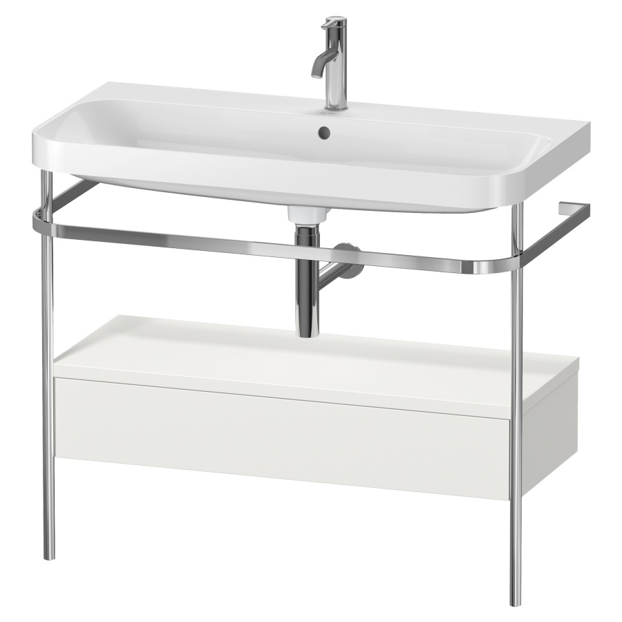 Combination de lavabo HAPPY
D.2 PLUS, 97,5 x 49 x 85 cm
élément à 1 tiroir
posé sur le sol, profil chromé
lavabo, porte-serviette
soupape d'écoulement
Push Open incl.