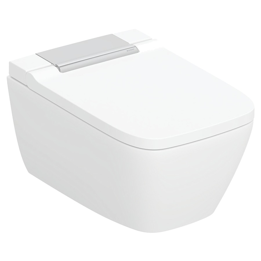 WCdouche AQUACLEAN SELA UP
37.5 x 35.5 x 57 cm
Cuvette murale, Céramique
Turbo-Flush, sans bord de rinçage
douchette avec technologie WhirlSpray
douche à eau tempérée, buse
pour dames, siège de WC et
couvercle avec abaissement
automatique, couvercle de WC
avec SoftOpening, compatible
avec l'application Geberit
Home, télécommande, set
d'entrée d'eau pour réservoirs
à encastrer Sigma et Omega
matériel de fixation, sans
machettes 857106