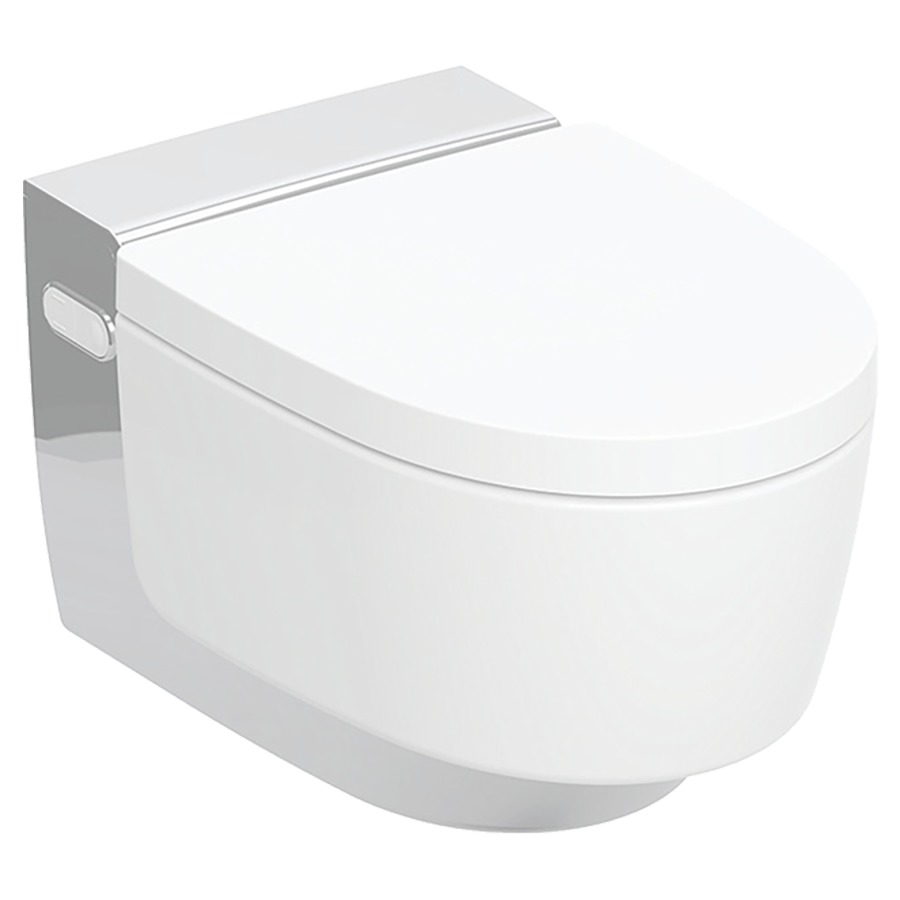 WCdouche AQUACLEAN MERA
COMFORT UP
cuvette murale en céramique
blanc, pour chasse d'eau à
encastrer, sans rebord de
rinçage, douche à eau tempérée
avec technologie de douche
Whirl-Spray, buse pour dames
comfortlight, séchage à
air chaud, absorption des
odeurs, télécommande, matériel
de fixation et de raccordement
manchette d'écoulement
siège pour chauffé avec
couvercle blanc abaissement
automatique, 230 V, 2000 W