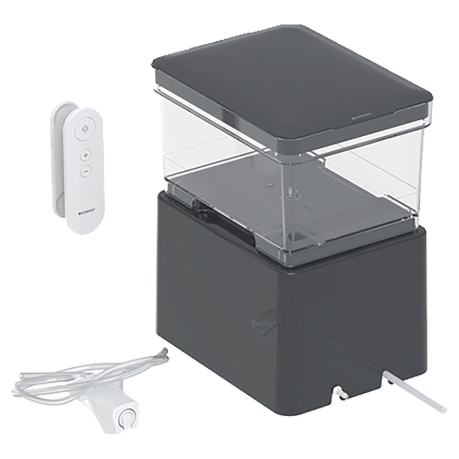 Dispositif WC d'appoint
AQUACLEAN CAMA
technologie de douchette
whirlspray, température et
presssion de l'eau réglables
télécommande, mode économie
d'énergie, fonction de
détartrage, réservoir d'eau
module technique avec câble
électrique, alimentation d'eau
vers la buse de douchette
mobile