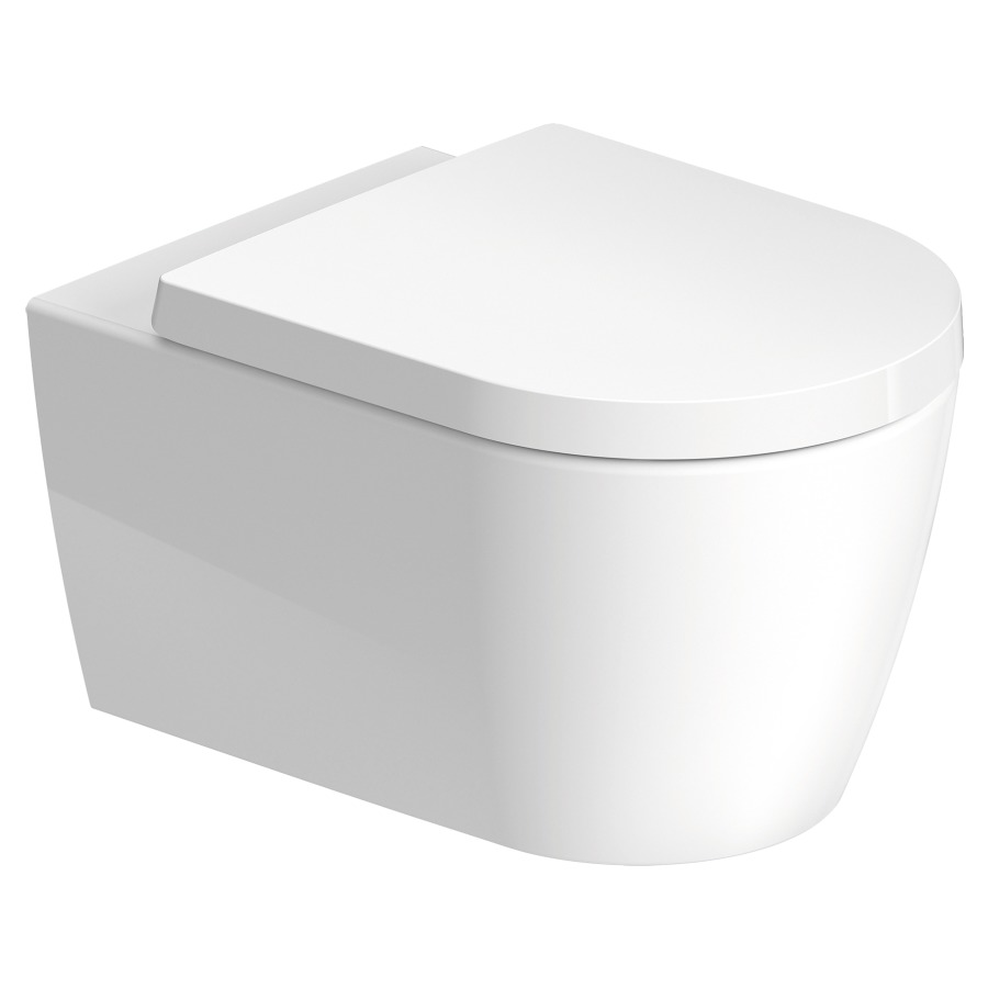 Cuvette murale ME by STARCK UP
céramique, rimless
HygieneGlae, à fond creux
sortie horizontale
pour chasse d'eau à encastrer
fixation cachée incluse
