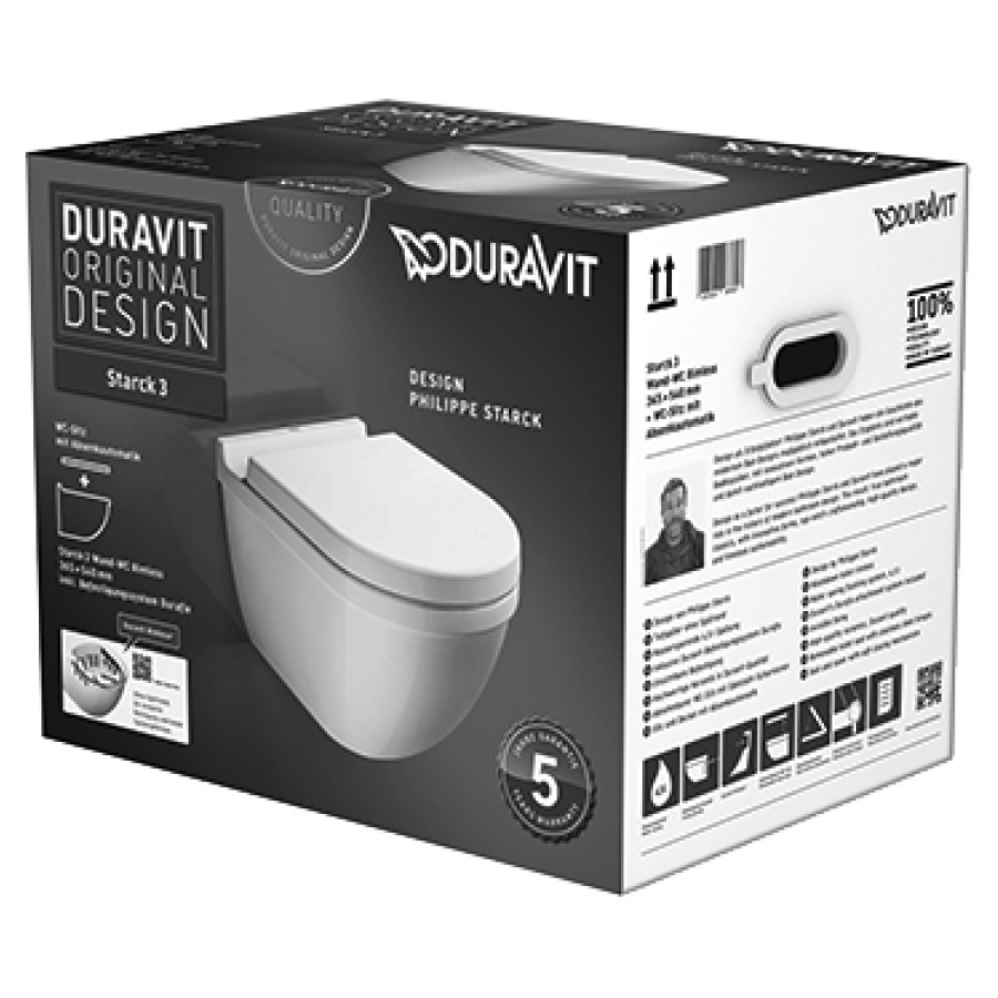 Cuvette murale Set STARCK 3
se compose
de cuvette murale Starck 3 UP
342 092 et siège de WC
Starck 3 351 597