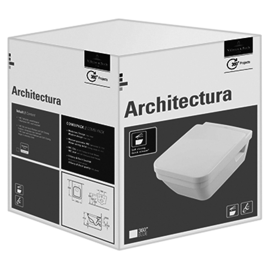 Cuvette mur. ARCHITECTURA UP
Combi-Pack, se compose de:
cuvette murale Architectura
342 246 et siège de WC
Architectura 351 700