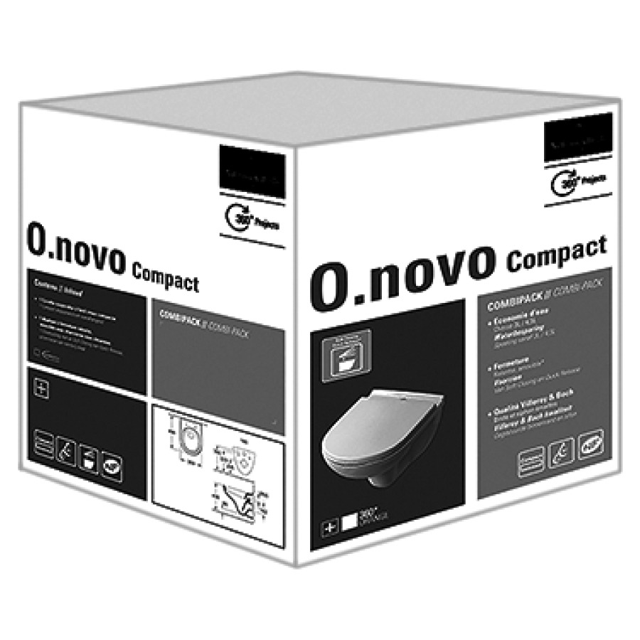 Cuvette murale O.NOVO UP
Combi-Pack, se compose de:
cuvette murale O.Novo 342 272
siège de WC O.Novo 351 709