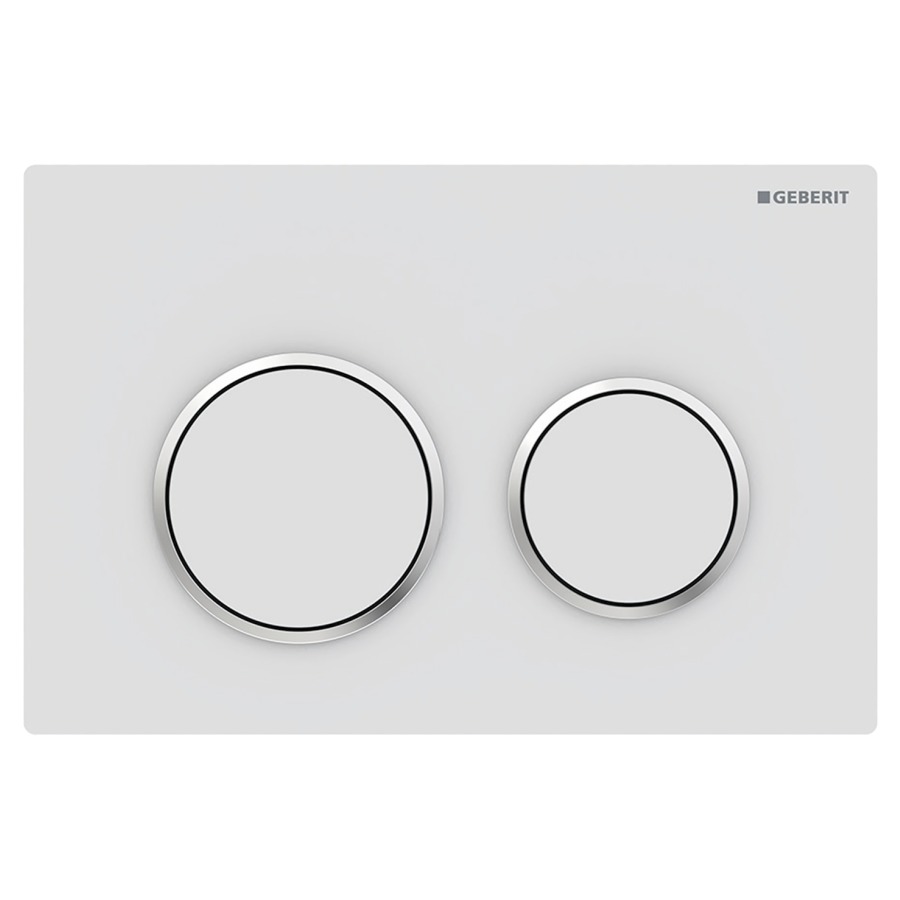 Plaque de déclenchement Omega20 ronde
Plastique, commande à deux quantités
par devant ou par dessus