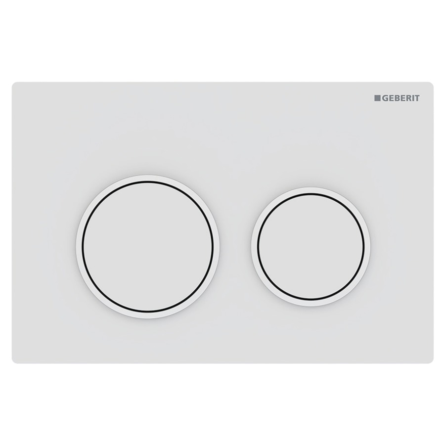 Plaque de déclenchement Omega20 ronde
Plastique, commande à deux quantités
par devant ou par dessus