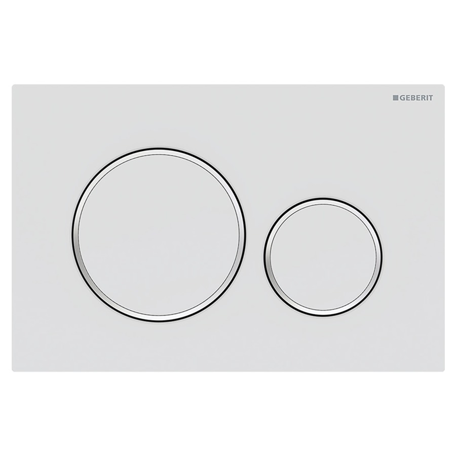 Plaque de déclenchement Sigma20 ronde
commande à deux quantités par
devant, pour chasse d'eau
à encastrer Sigma