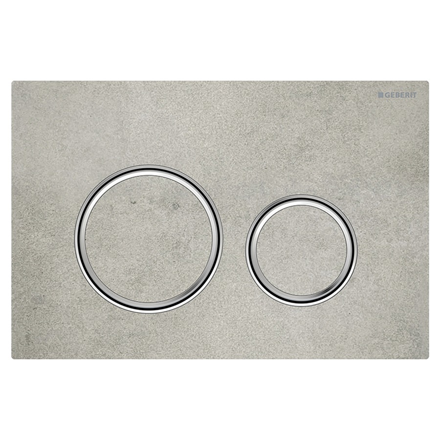Plaque de déclenchement Sigma50 ronde
commande à deux quantités par
devant, pour chasse d'eau à
encastrer Sigma, plaque de
base et anneaux design chromé