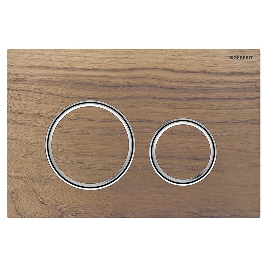 Plaque de déclenchement Sigma50 ronde
commande à deux quantités par
devant, pour chasse d'eau à
encastrer Sigma, plaque de
base et anneaux design chromé