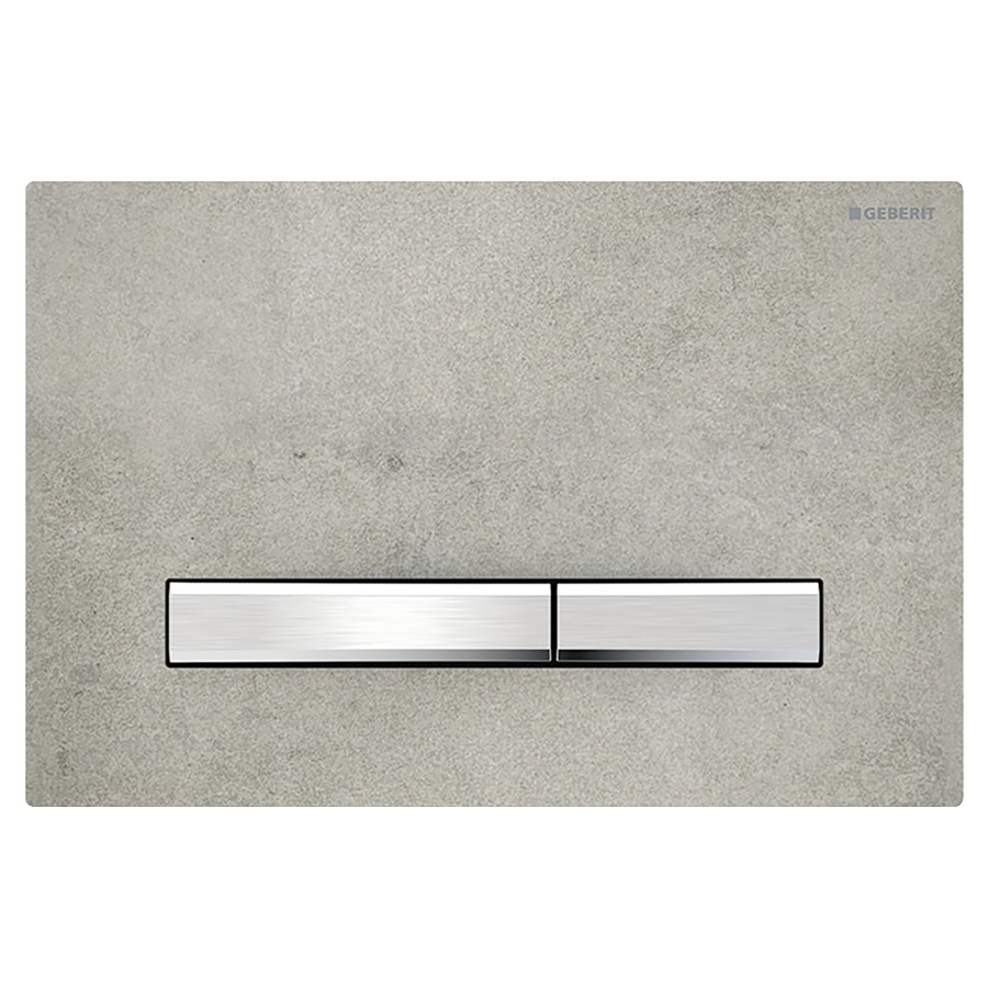 Plaque de déclenchement Sigma50 angulaire
zinc moulé
commande à deux quantités par devant
pour chasse d'eau à encastrer Sigma
plaque de base et touches chromé