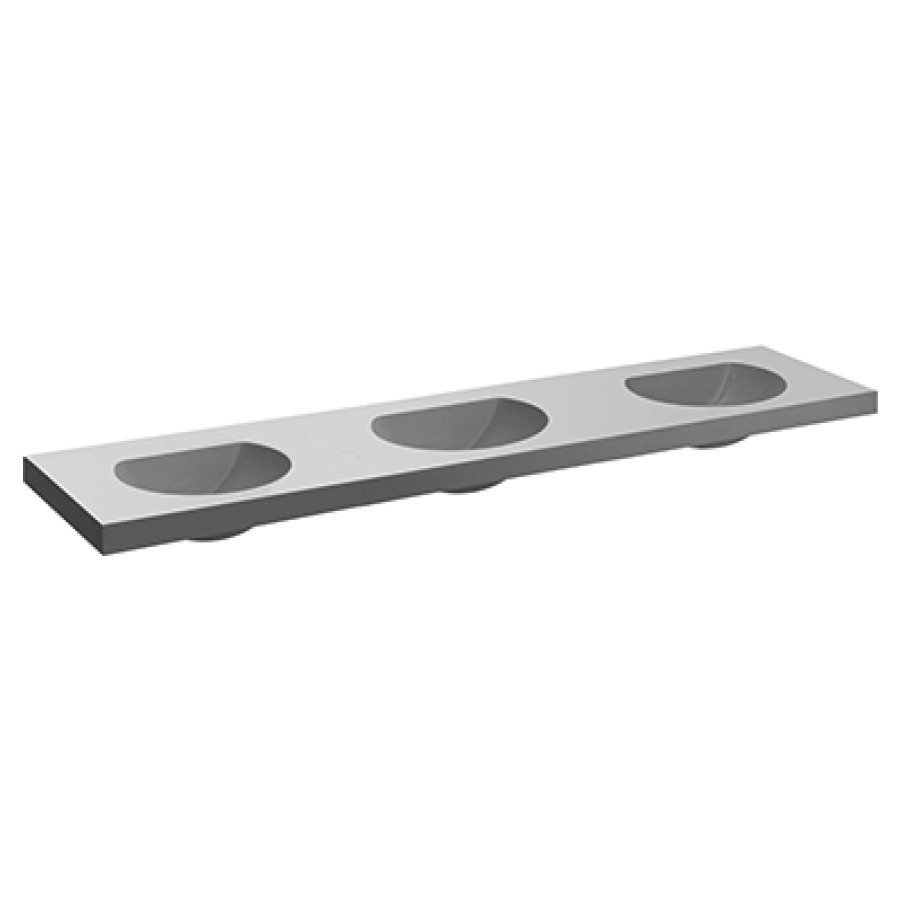 Lavabo en série  VARELLO RONDA
180 x 17.2 x 55 cm
Coulée minérale béton polymère
montage mural, 3 lavabos
sans trop-plein, avec soupape d’écoulement
sans matériel de fixation 104 328/329