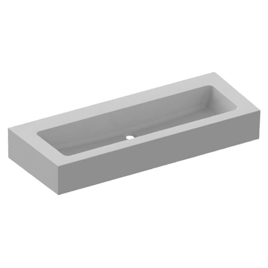 Lavabo en série  VARELLO LONGA
140 x 20 x 50 cm
Coulée minérale béton polymère
montage mural, 1 lavabo
sans trop-plein, avec soupape d’écoulement
sans matériel de fixation 104 328/329