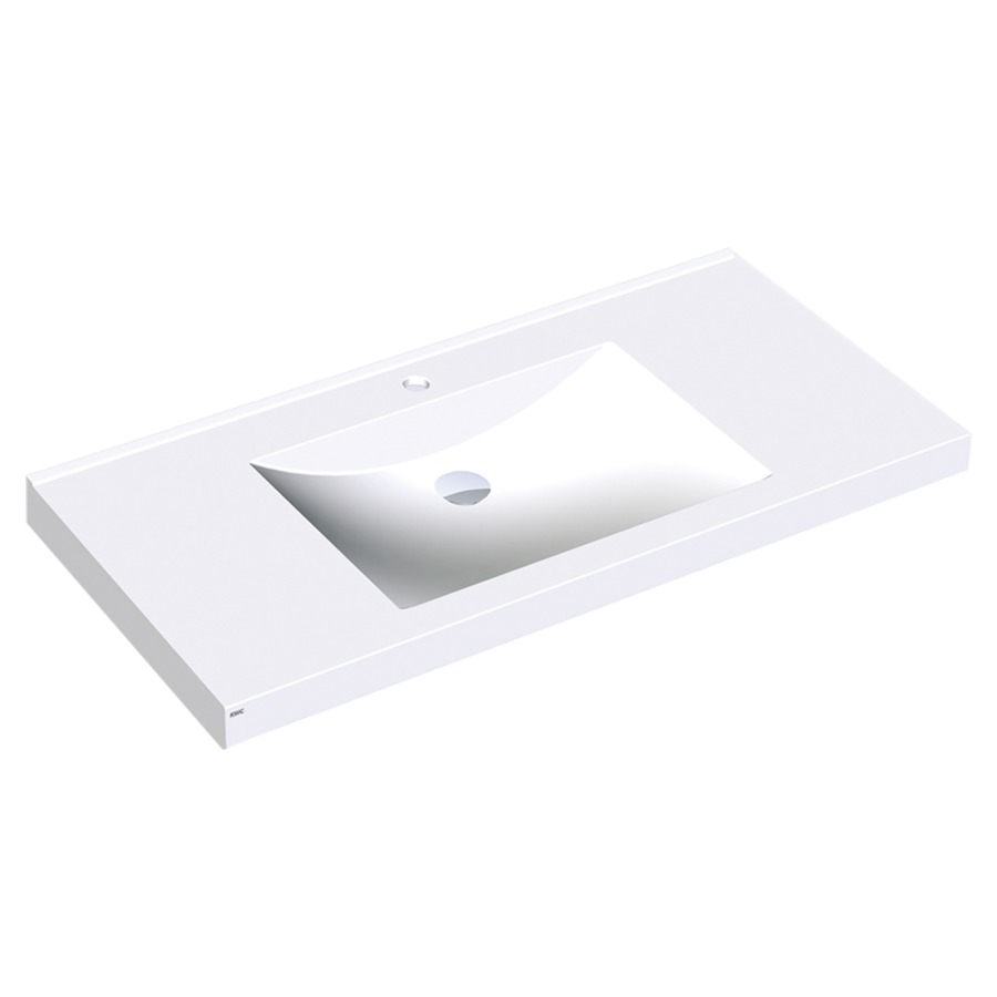 Lavabo QUADRO
100 x 53 cm, Miranit
partie arrière attenant avec
consoles intégrées, sans trop-
plein, matériel de fixation