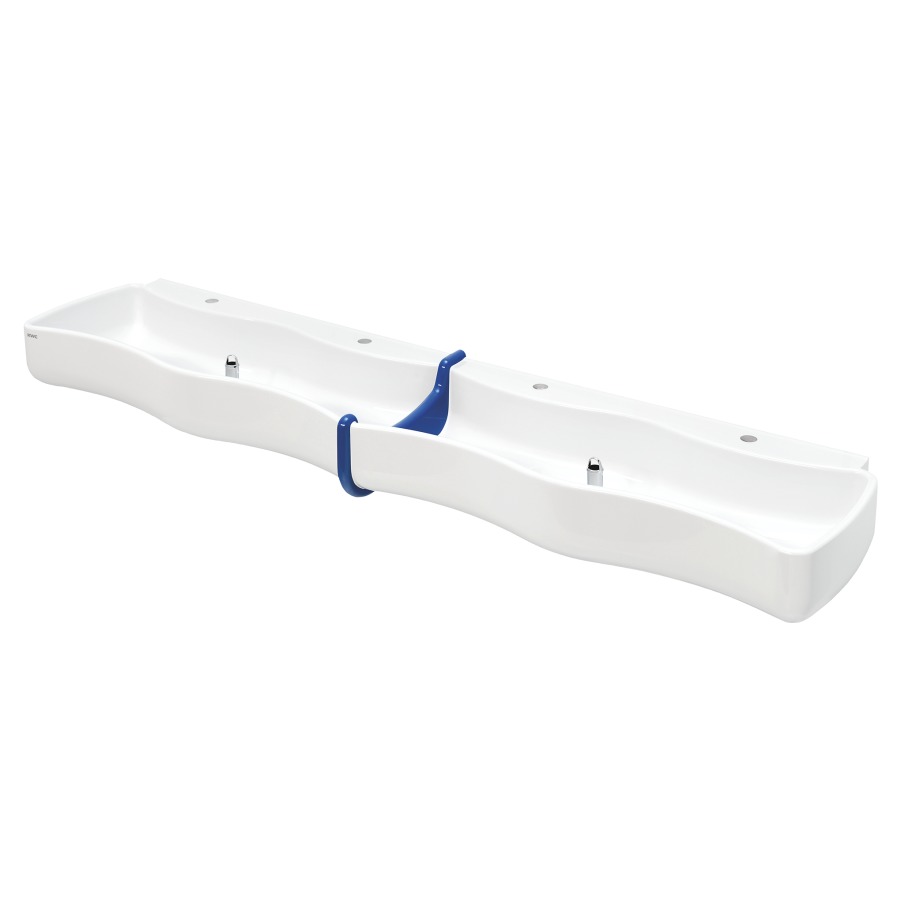 Lavabo rigole enfants WASHINO
SANW205, 210 x 47 x 24 cm
Miranit, 4 places
sans trop-plein
4 trous pour robinetterie
soupape à surverse 1 1/2"
matériel de fixation
