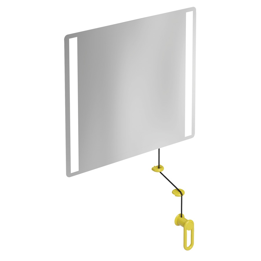 Miroir inclinable HEWI 477/801
60 x 54 x 0,6 cm
éclairage LED integré sur les
côtés à droite et à gauche
élément de maintien et
manivelle en polyamide, IP44