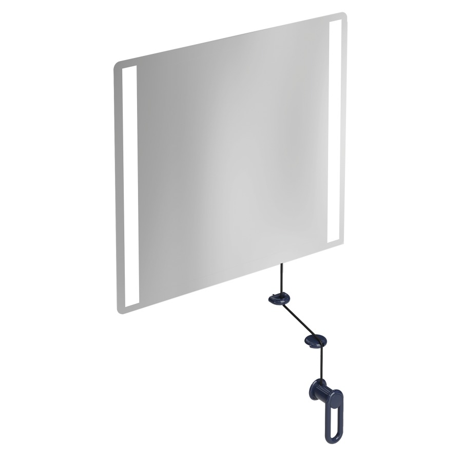 Miroir inclinable HEWI 477/801
60 x 54 x 0,6 cm
éclairage LED integré sur les
côtés à droite et à gauche
élément de maintien et
manivelle en polyamide, IP44