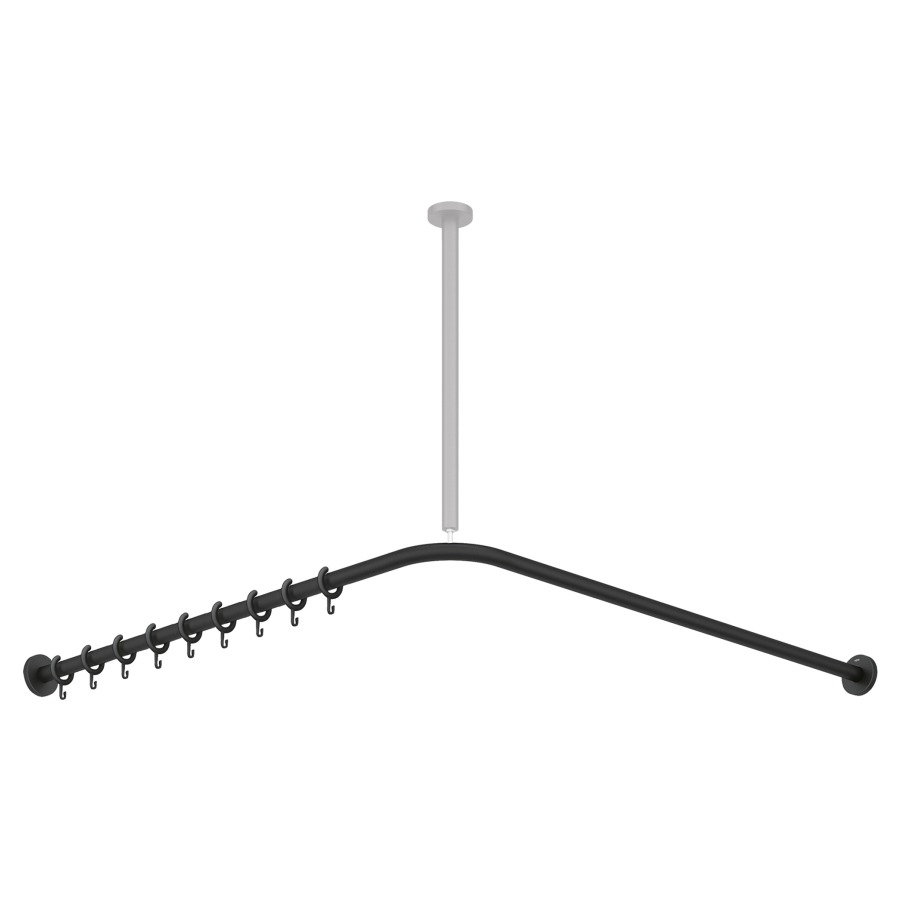 Tringle de douche HEWI S900
80 x 80 cm, ajustable
D 25 mm, acier inoxydable
10 anneaux blanc, fixation
cachée