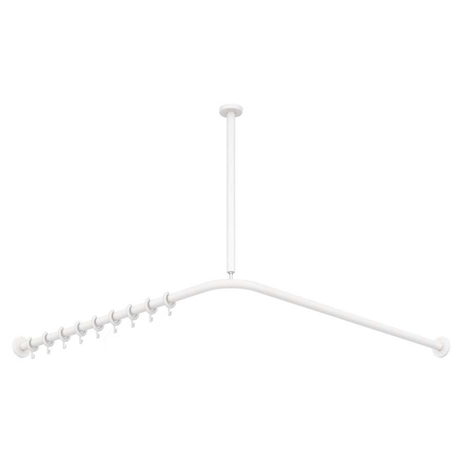 Tringle de douche HEWI S900
120 x 120 cm, ajustable
D 25 mm, acier inoxydable
24 anneaux, fixation
cachée