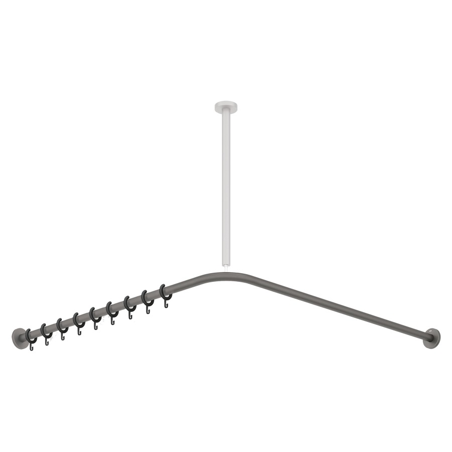 Tringle de douche HEWI S900
120 x 120 cm, ajustable
D 25 mm, acier inoxydable
24 anneaux, fixation
cachée