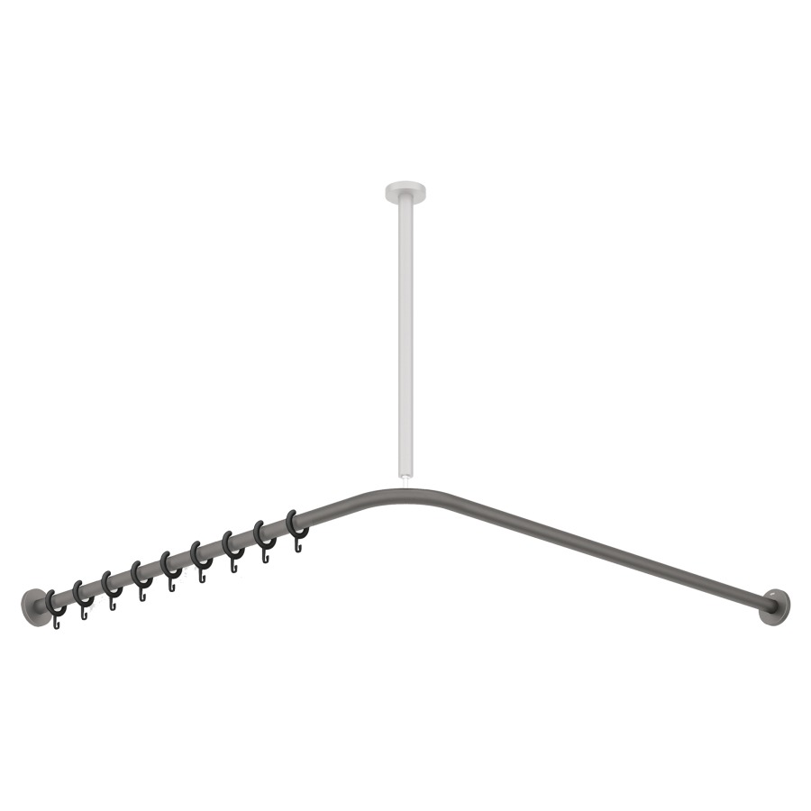 Tringle de douche HEWI S900
150 x 150 cm, ajustable
D 25 mm, acier inoxydable
28 anneaux blanc, fixation
cachée