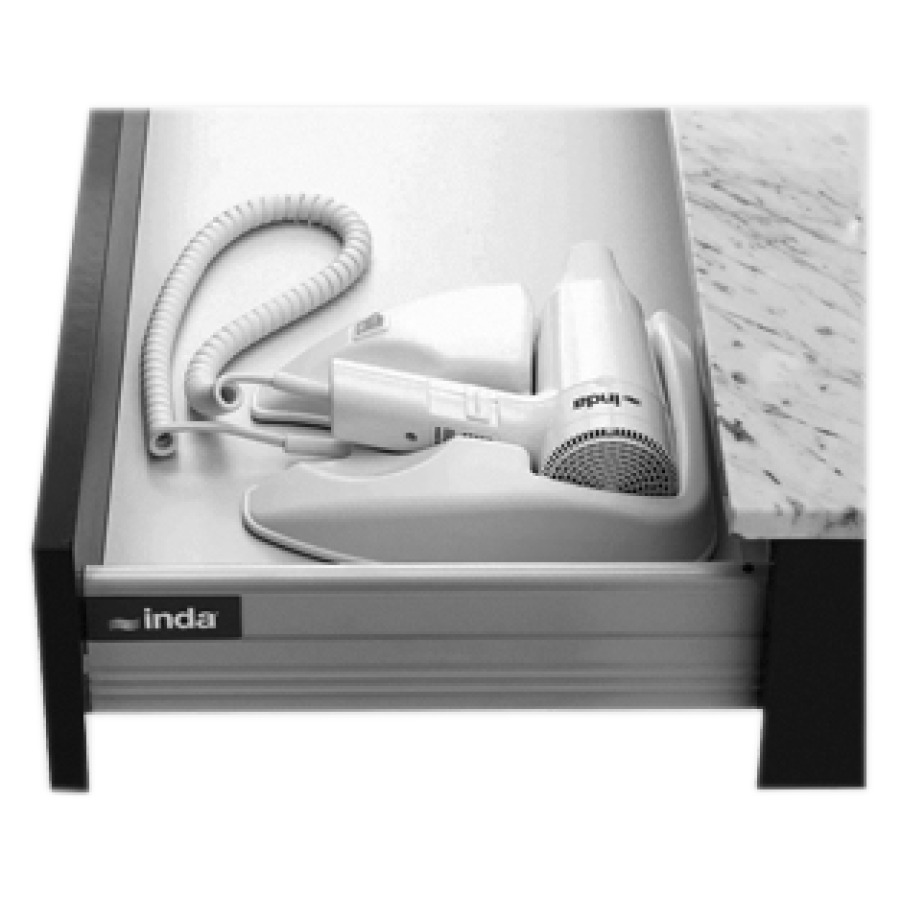 Sèche-cheveux HOTELLERIE
pour tiroir avec thermostat
de sécurité, 25 x 9 x 20 cm
240 V, 1600 W
groupe acoustique III, IP20