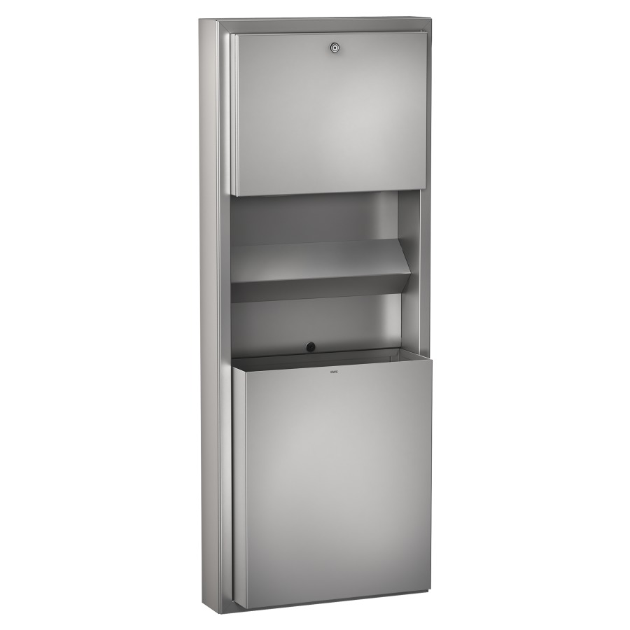 Comb. distributeurs RODAN AP
RODX617 41,3 x 114,8 x 17,3 cm
acier inoxydable mat
distributeur d'essuie-mains
pour 300-400 essui-mains
distributeur de savon
contenance 0,8 litre
boîte à ordures, contenance
23 litres, fermeture à clé
matériel de fixation