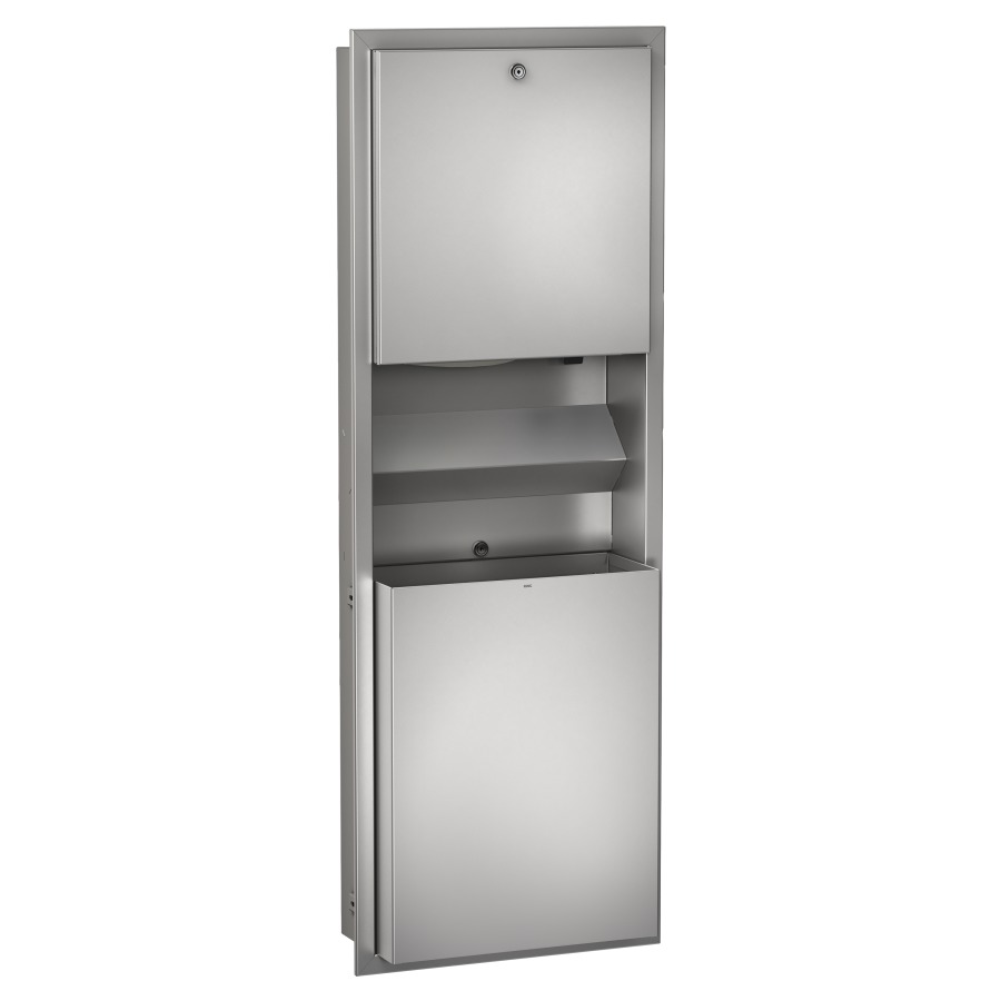 Comb. distributeurs RODAN UP
RODX617E
40,8 x 114,5 x 16,9 cm
acier inoxydable mat
distributeur d'essuie-mains
pour 300-400 essui-mains
distributeur de savon
contenance 0,8 litre
boîte à ordures, contenance
23 litres, fermeture à clé
matériel de fixation