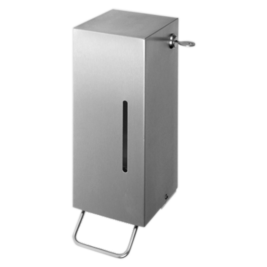 Distributeur de savon BOBRICK
AP universel, acier inoxydable
9,6 x 33,7 x 15,3 cm
fermeture à clé
contenance 1 litre
pour savons liquides ou
cartouches de savon