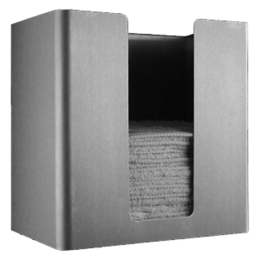 Distributeur essuie-mains PROOX
30 x 30 x 14 cm
Acier inoxydable, pose libre ou montage mural
ouvert au sommet
avec matériel de fixation